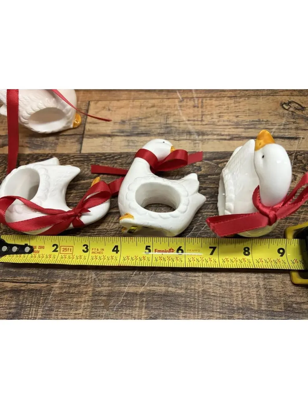 Ceramic White Duck Goose Napkin Rings Set of 4 Farmhouse Country Vintage Decor